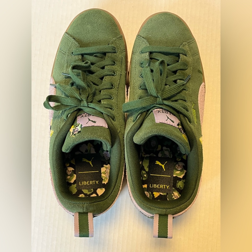 PUMA x Liberty Mayze Platform Sneakers Floral Green Suede Women’s Size 10 - Picture 6 of 10